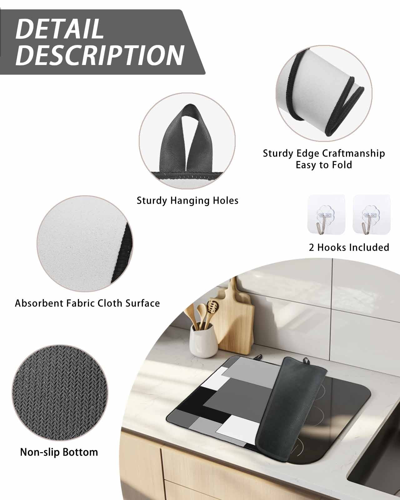 Stove Top Covers for Electric Stove, Black Grey Glass Stovetop Cover Protector, Middle Century Irregular Geo Abstract Art Induction Cooktop Protector Oven Mat for Kitchen Countertop 24"x21"