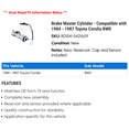 thumbnail image 2 of Brake Master Cylinder - Compatible with 1984 - 1987 Toyota Corolla RWD 1985 1986, 2 of 2