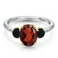 thumbnail image 3 of Gem Stone King 10K Two Tone Gold Red Garnet and Black Onyx Engagement Ring for Women | 2.57 Cttw | Oval 9X7MM | Gemstone January Birthstone | Size 7, 3 of 6