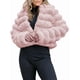 thumbnail image 2 of Chaqueta de Piel Sintética para Mujer, Abrigo Corto Abullonado de Larga, Abrigo Cálido de Invierno. Rosa S, 2 of 8