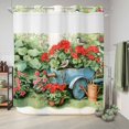 thumbnail image 6 of No Hook Shower Curtain, Spring Floral Shower Curtains for Bathroom with See Through Top Window, Red Flowers Watercolor Botanical Farmhouse Waterproof & Washable Bath Curtain Standard 72"x72", 6 of 9