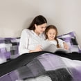 thumbnail image 4 of Homewish Watercolor Grid Twin Comforter Sets,Vintage Abstract Bedding Set,Purple,Black Reversible,2pcs,1 Comforter and 1 Pillowcase, 4 of 7