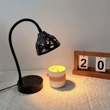 Dimmable Candle Warmer Lamp, Metal Tabletop Vintage Melting Lamp for Scented Candles, Flameless Odor for Home Office, Black or White, 1 Pack