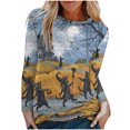 thumbnail image 1 of Camiseta de moda Sexy informal de Halloween para mujer, camiseta estampada de manga larga con cuello redondo y fruncido, blusa, Tops Pompotops FGAJ8124, 1 of 5