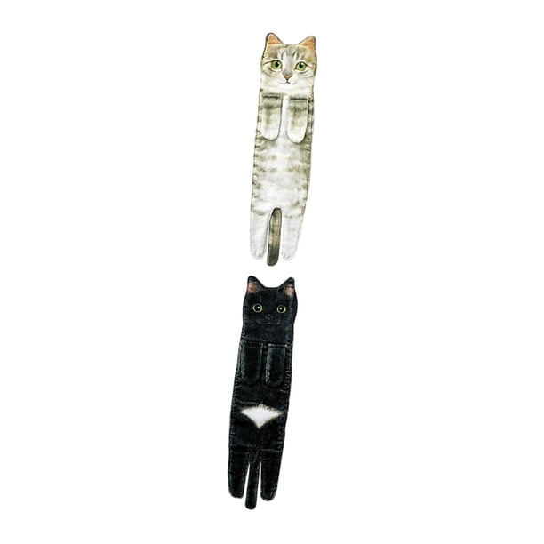 2 toallas de mano divertidas con diseño de gato, absorbentes y de secado rápido para la cocina. Estilo B y F