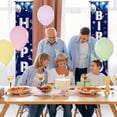 thumbnail image 4 of Blue Happy Birthday Door Banner Decorations Silver Letters Birthday Banner Porch Sign Outdoor Indoor Party Backdrop Decorations Supplies, 4 of 7