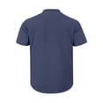 thumbnail image 6 of Rggeeun Men T-Shirts Solid Color Short Sleeve V Neck With Front Buttons & Pocket Trim Pleated Loose Fit For Summer Daily Wear Trendy Tee,Navy,M, 6 of 8