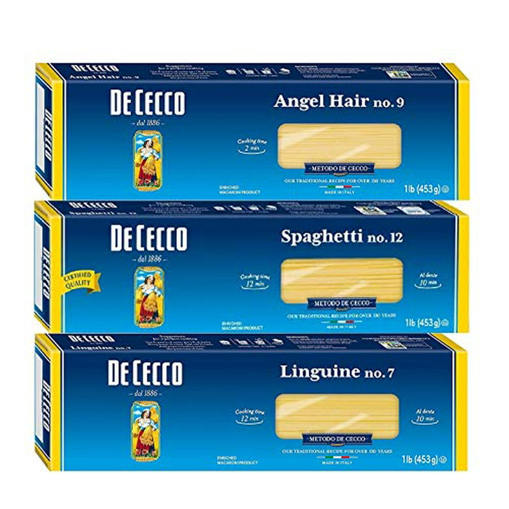 De Cecco Pasta, Variety Pack Angel Hair No.9, Spaghetti No.12, Linguine