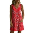 thumbnail image 6 of Stamzod Women's V Neck Summer Dress 2026 Casual Sleevless Floral Hawaiian Dresses Short Beach Sundresses with Pockets Red C XXXL, 6 of 7