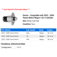 thumbnail image 2 of Starter - Compatible with 2003 - 2008 Toyota Matrix Wagon 1.8L 4-Cylinder 2004 2005 2006 2007, 2 of 2