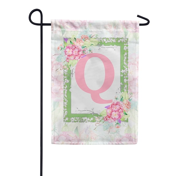 America Forever Spring Monogram Garden Flag Letter Q 12.5 x 18 inches Double Sided Vertical Outdoor, Yard, Lawn, with Beautiful Bright Floral Design, Hydrangea, Summer Welcome Garden Flag
