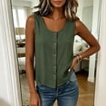 thumbnail image 6 of ClodeEU Women's Scoop Neck Button Down Sleeveless Tank Top,Casual Blouse for Summer Army Green,Women's Plus L, 6 of 9