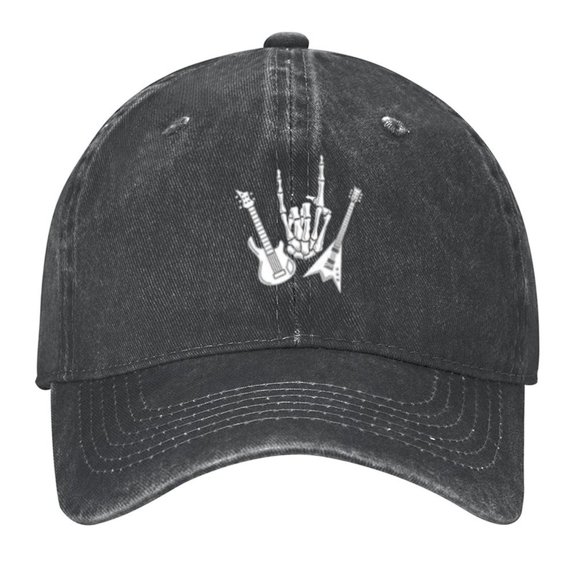 Guitars Rock Print Vintage Wash Dad Hat Adjustable Curved Brim Baseball Cap,Casual Outdoor Sports Fishing Cap for Men and Women