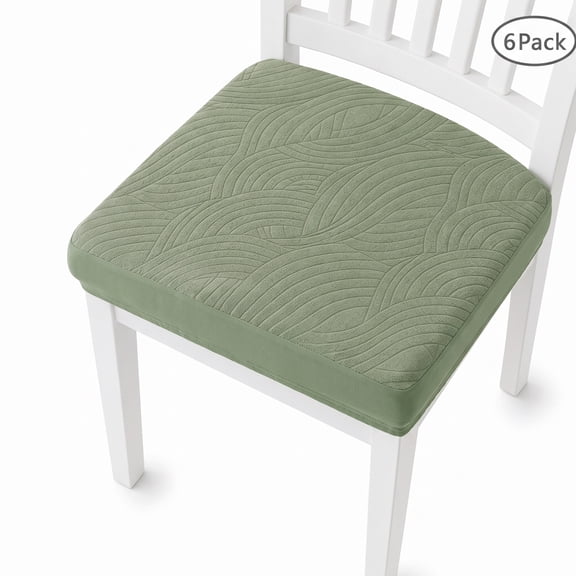6 Pack Waterproof Jacquard Stretch Chair Seat Covers, Elastic Removable Dining Chair Seat Slipcovers for Home & Office Use