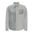 thumbnail image 4 of Tiweut Button Down Shirts for Women Sequin Party Elegant Long Sleeve Lapel Relaxed Fit Tops, 4 of 5