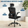 thumbnail image 2 of BeesClover Office Desk Chair with High Back Mesh, Adjustable Headrest and Lumbar Support, Flip-Up Armrests – Rolling Computer Chair for Home Office, Study, 2 of 8