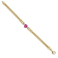 thumbnail image 3 of Gem Stone King 18K Two Tone Sterling Silver Pink Created Sapphire and White Lab Grown Diamond Bracelet for Women (1.84 Cttw, Heart Shape 8MM, 6.5/7/7.5 inches, Made in Italy), 3 of 3