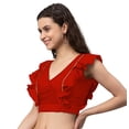 thumbnail image 2 of eloria Women Ruffle Sleeveless&nbsp; Saree Blouse V Neck Summer Casual Sari Top Color : Red, SIZE : 40, 2 of 5