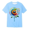 thumbnail image 4 of Girls' Tops Autism Awareness Short Sleeve Ribbed Tee Casual Girls Clothes Light Blue 3-4 Years, 4 of 4