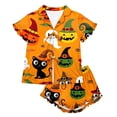 thumbnail image 7 of JIAYUE Halloween Pajamas Set For Women Cute Print Short Sleeve Notch Collar Tops With Buttons And Shorts Soft Two Piece Sleepwear For Nightwear Comfort Bedtime Loungewear, 7 of 7