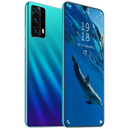Newly Upgraded Version P40pro Smart Phone High Definition Water Drop Screen Face Recognition False Fingerprint Unlock Mobile Phone Blue Walmart Canada