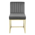 thumbnail image 5 of Tufted Side Dining Chair, Velvet, Metal Steel, Gold Grey Gray, Modern Contemporary Urban Design, Kitchen Room Cafe Bistro Restaurant Hospitality, 5 of 7
