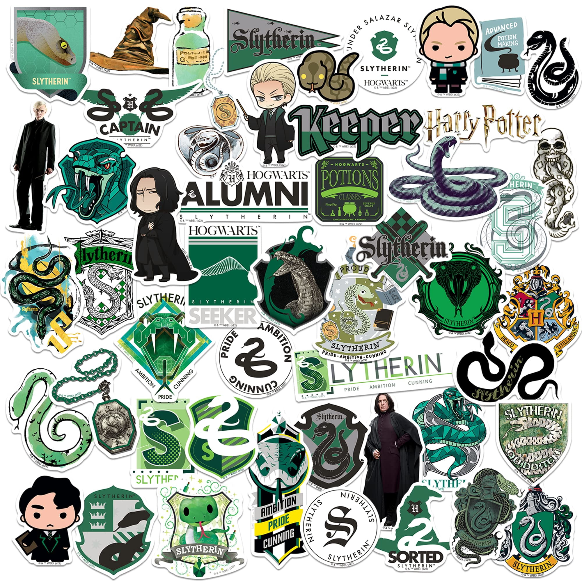 Harry Potter All Houses Theme Bundle 200ct Vinyl Decals  Gryffindor, Slytherin, Ravenclaw & Hufflepuff Designs for Laptop, Water Bottle, Scrapbooking, Tablet, Indoor & Outdoor