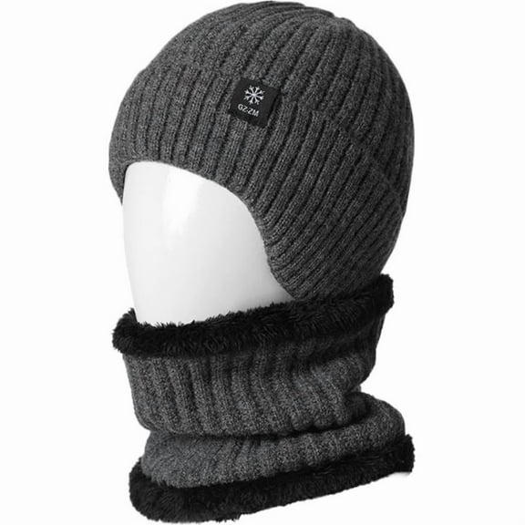 Winter Warm Woolen Hat Mens One-piece Ear Protection, Thickened Knitted Ha,.,