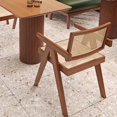 thumbnail image 4 of IVV Mid-Century Accent Armchair with Rubber Wood Frame, Woven Rattan Backrest & Seat, Indoor/Outdoor Dining Chair for Kitchen Patio Balcony (Brown, 1 Pack), 4 of 9