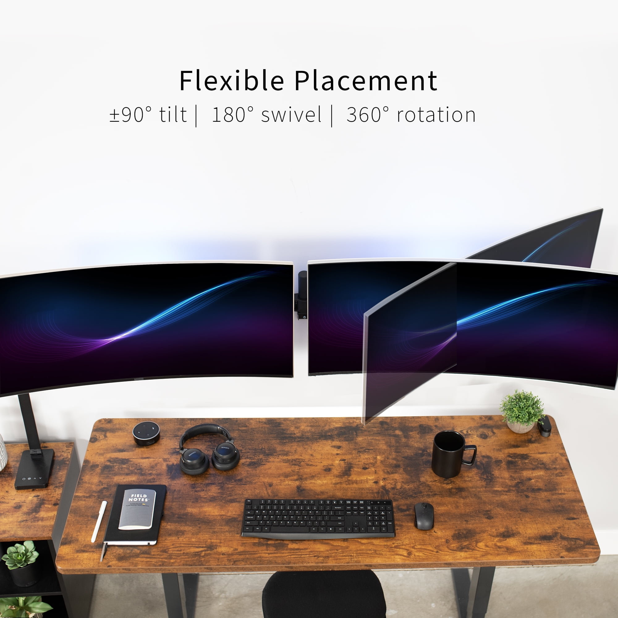 VIVO Steel Telescoping Flush Wall Mount for Dual 27" to 38" Ultra Wide Monitors