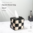 thumbnail image 4 of Artisanal Woven Leather Tissue Box with Chessboard Design - Creative Home/Office Paper Roll Holder for Living Room, Durable Handcrafted Storage Solution in Black, 4 of 6