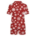 thumbnail image 5 of Feancey Womens Christmas Pjs Short Sets Xmas Snowflake Printed Lounge 2 Piece Set Casual Button Down Sleepwear and Shorts Pajama Two Piece Multicolor S, 5 of 7