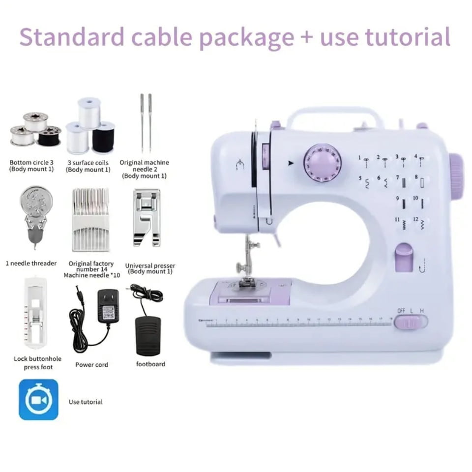 Miserwe Mini Portable Electric Sewing Machine, 12 Built-In Stitches, With Foot Pedal Function, Suitable For Handcrafting, Clothing And Repair