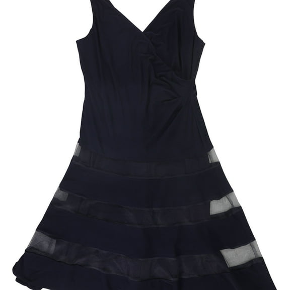 Ralph Lauren Womens Tulle Stripe Cocktail Dress, Blue, 6