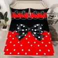 thumbnail image 2 of Homewish Boys Girls Kawaii Bow Knot 4 Pieces Queen Sheet Sets,Polka Dots Ultra Soft Flat Sheet,Black Red Queen Fitted Sheet,Breathable Home Decor, 2 of 7