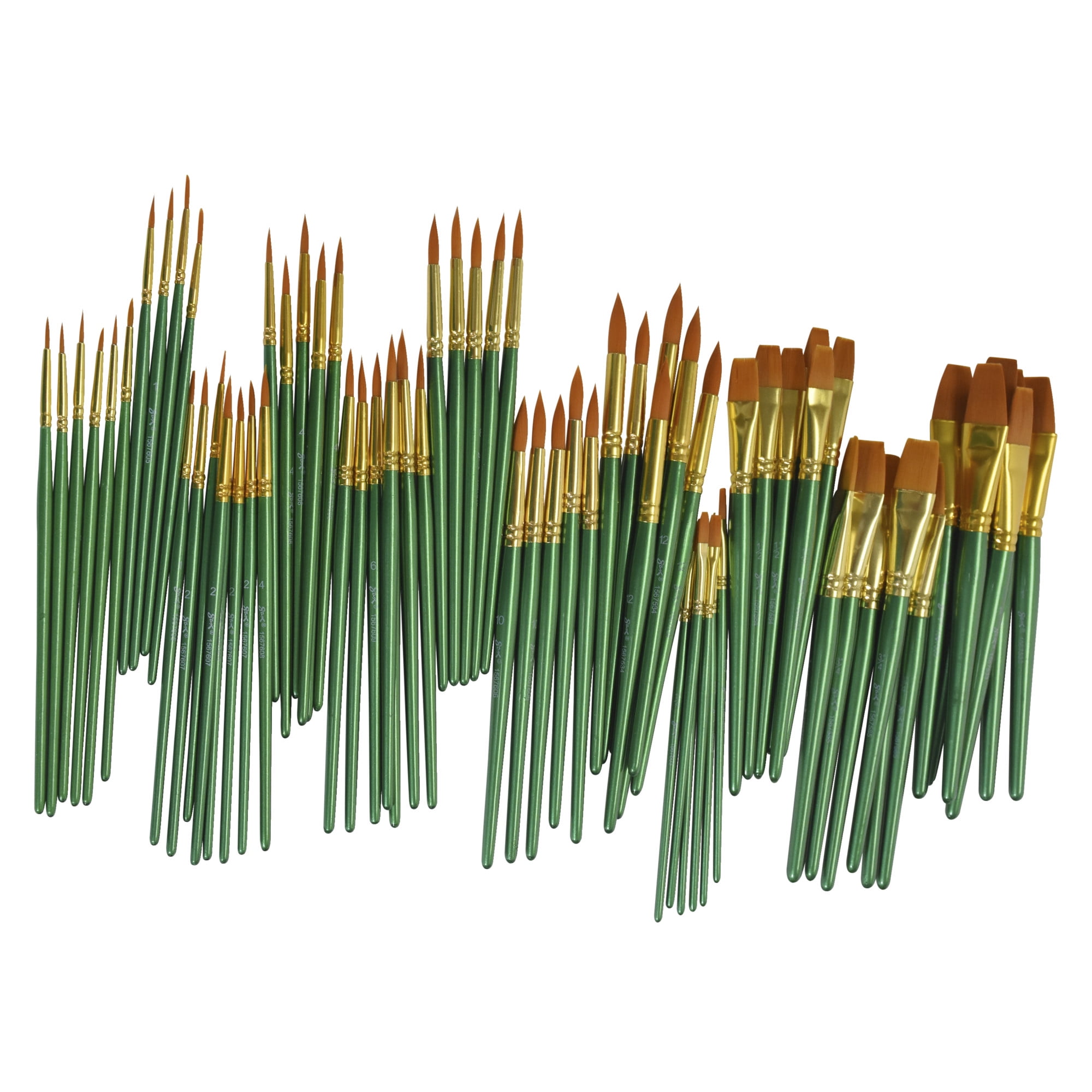 Sax Optimum Golden Synthetic Taklon Paint Brushes, Assorted Sizes, Set of 72