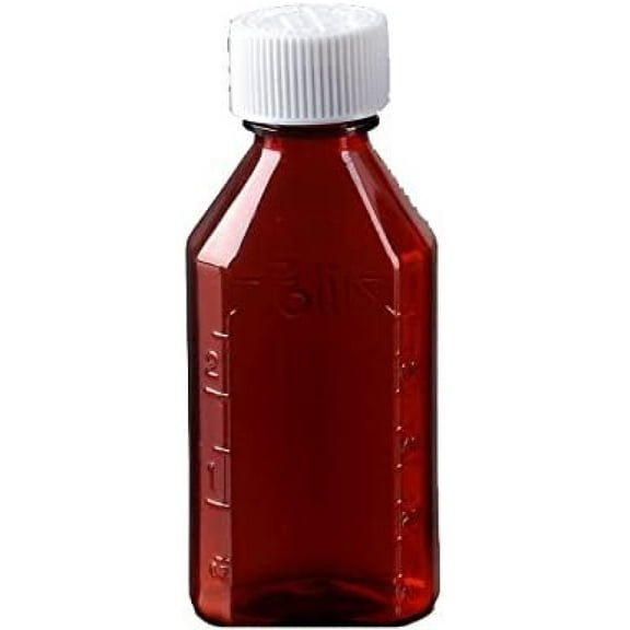 Pharmacy Oval Bottle Amber 1 oz with CR Caps Included (QTY. 100) - Prescription Pharmacy Bottle, Pharmacy Container, Prescription Plastic Container by Sponix BioRx
