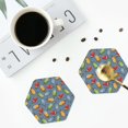 thumbnail image 4 of Honeii Fruit Ice Cream print Leather Coaster Set of 4, ideal for safeguarding your furniture from drinks spills and effortless cleanup-Hexagon, 4 of 6