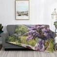 thumbnail image 2 of Zufioo Lilacs Teapot Scenic Painting Print Horizontal Flannel Blanket, Anti-wrinkle, Anti-shrinkage, Anti-allergic Plush Blanket, Household Items Suitable for Bedroom-40"x30", 2 of 6