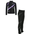 thumbnail image 2 of TiaoBug Kids Girls Shiny Figure Ice Skating Long Sleeve Jacket with Gymnastics Leggings Set Light Purple 6, 2 of 6