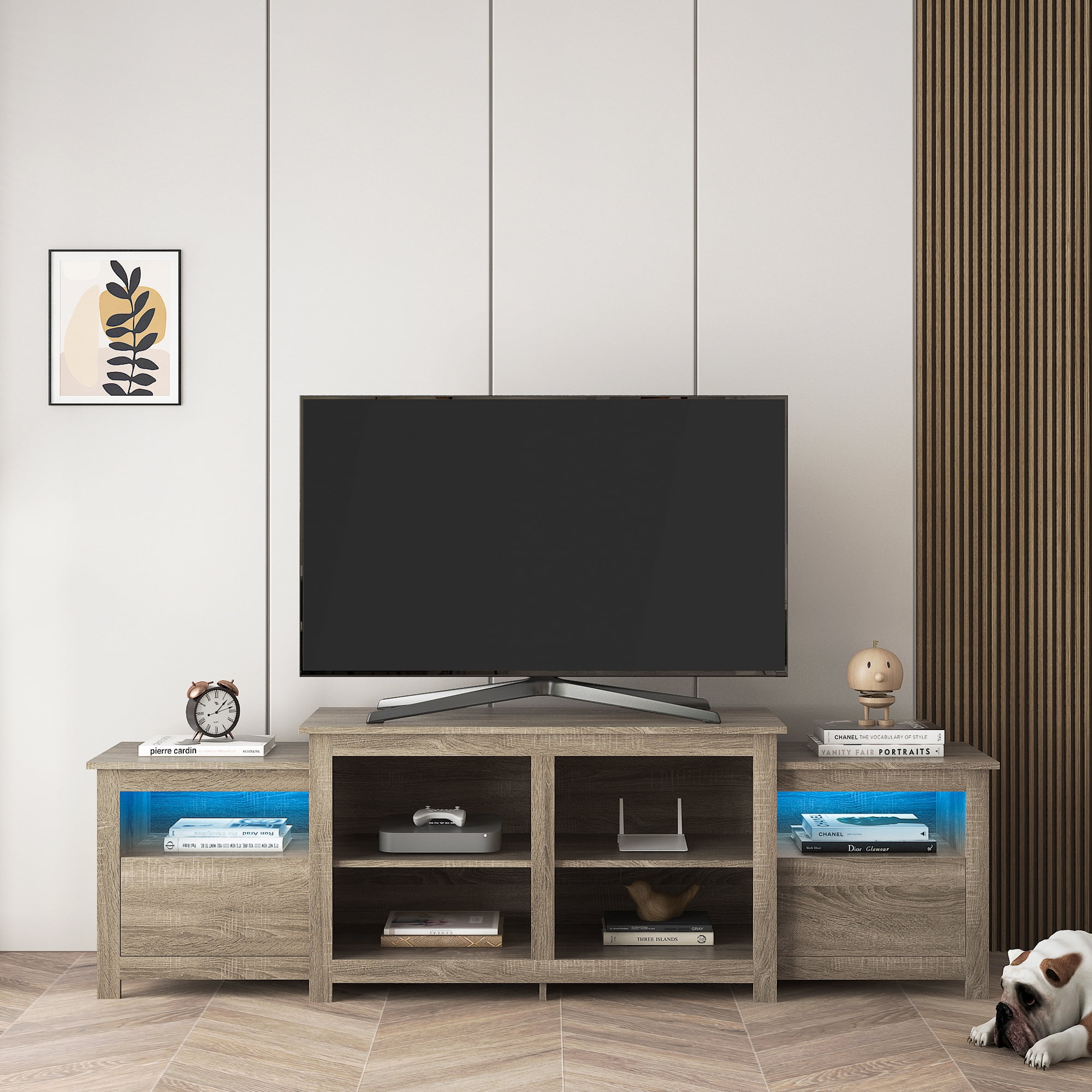 Yardi Yard Modern Farmhouse Media Entertainment Center for TVs up to 80", Wood TV Cabinet for Living Room Light Coffee Yardi Yard Modern Farmhouse Media Entertainment Center for TVs up to 80", Wood TV Cabinet for Living Room Light Coffee
