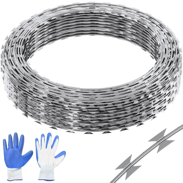 Alambres de afeitar para vallas VEVOR Razor Wires, 147 pies, galvanizados, 3 rollos