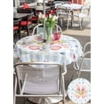 thumbnail image 4 of Easter Outdoor Tablecloth - 60 Inch Round Dining Table Cover, Spring Rabbits Ears Feet Floral Blue Lattice Waterproof Outdoor Table Cloth with Umbrella Hole & Zipper for Picnic/Patio/Party, 4 of 7
