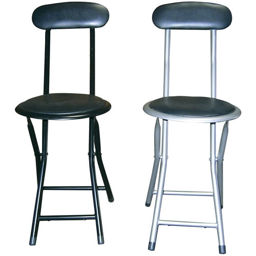 Ore International Black/Silver Folding Chair Set, 2pk