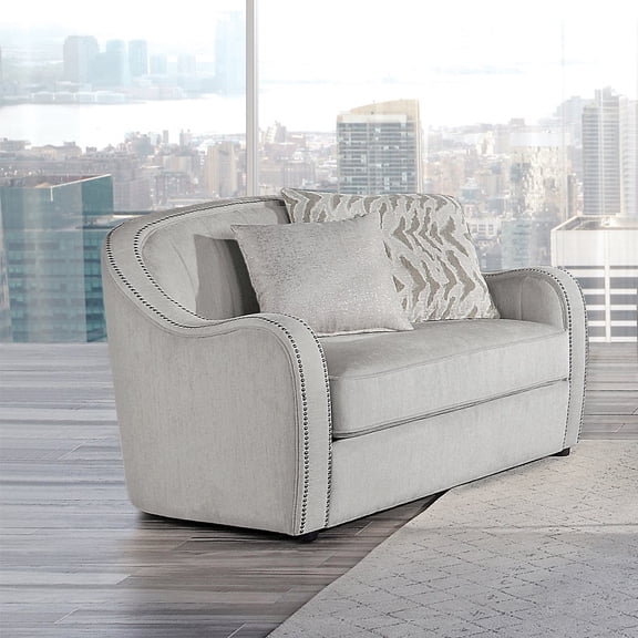 ACME Mahler Chair with 2 Pillows in Beige Linen Fabric