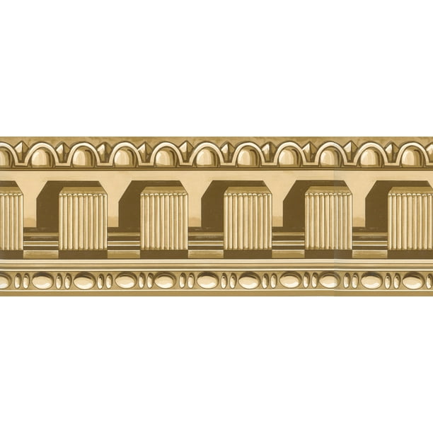 Prepasted Wallpaper Border Victorian Sunglow Gold Crown Molding Wall