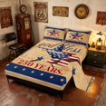 thumbnail image 2 of Manfei Retro Patriotic Stars Bed Sheets, 1776-2026 USA Flag Print Full Size Sheets, Multicolor, Navy Reversible 4-Piece (1 Flat Sheet, 1 Fitted Sheet and 2 Pillowcases), 2 of 6
