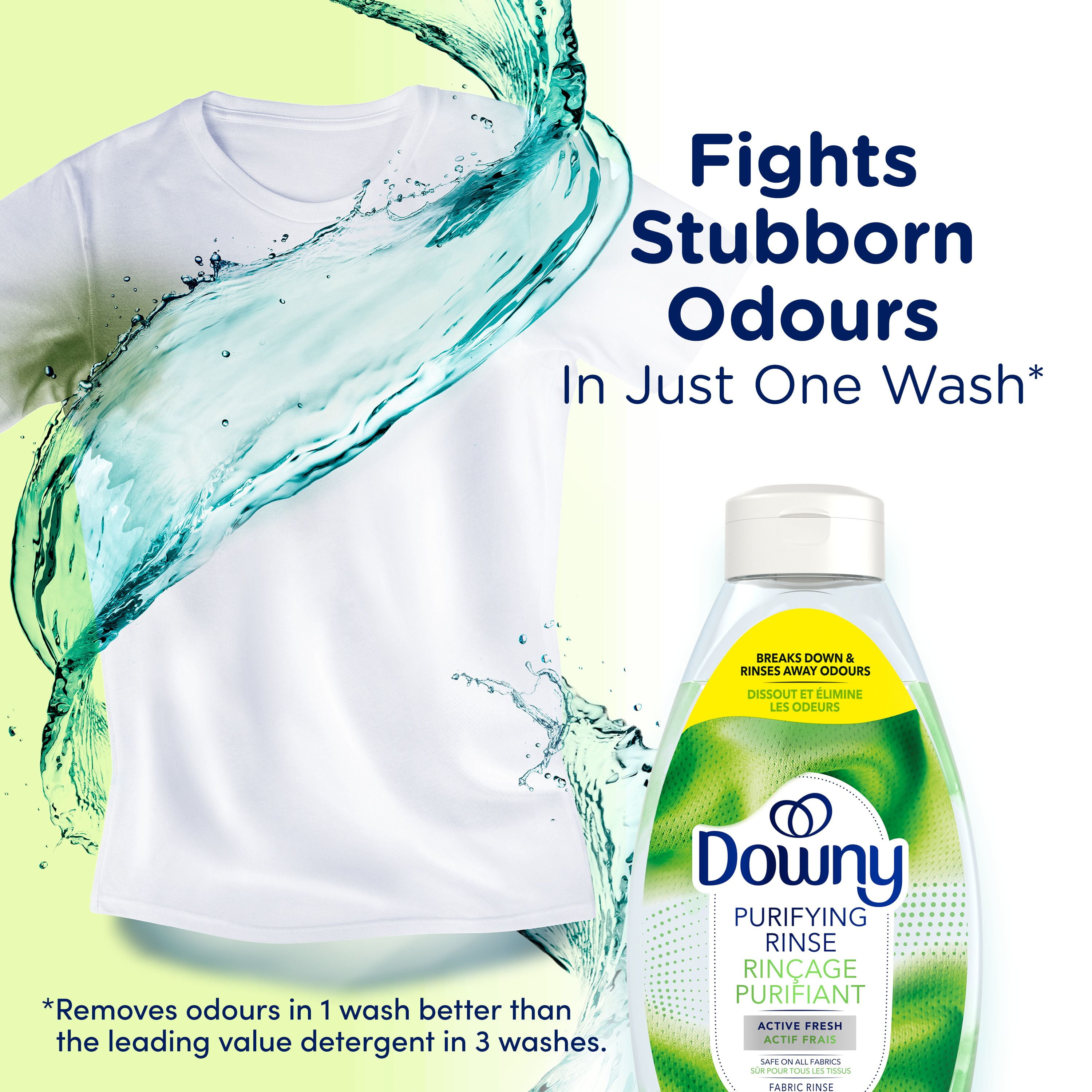 Downy Fabric Rinse Laundry Odour Remover, Active Fresh Scent, Fabric Softener and Laundry Odour Removal Rinse, 1.08 L
