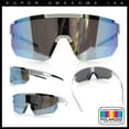 thumbnail image 2 of Mens Color Mirror Polarized Plastic Sport Wrap MTB Plastic Sunglasses White - Blue Mirror, 2 of 9