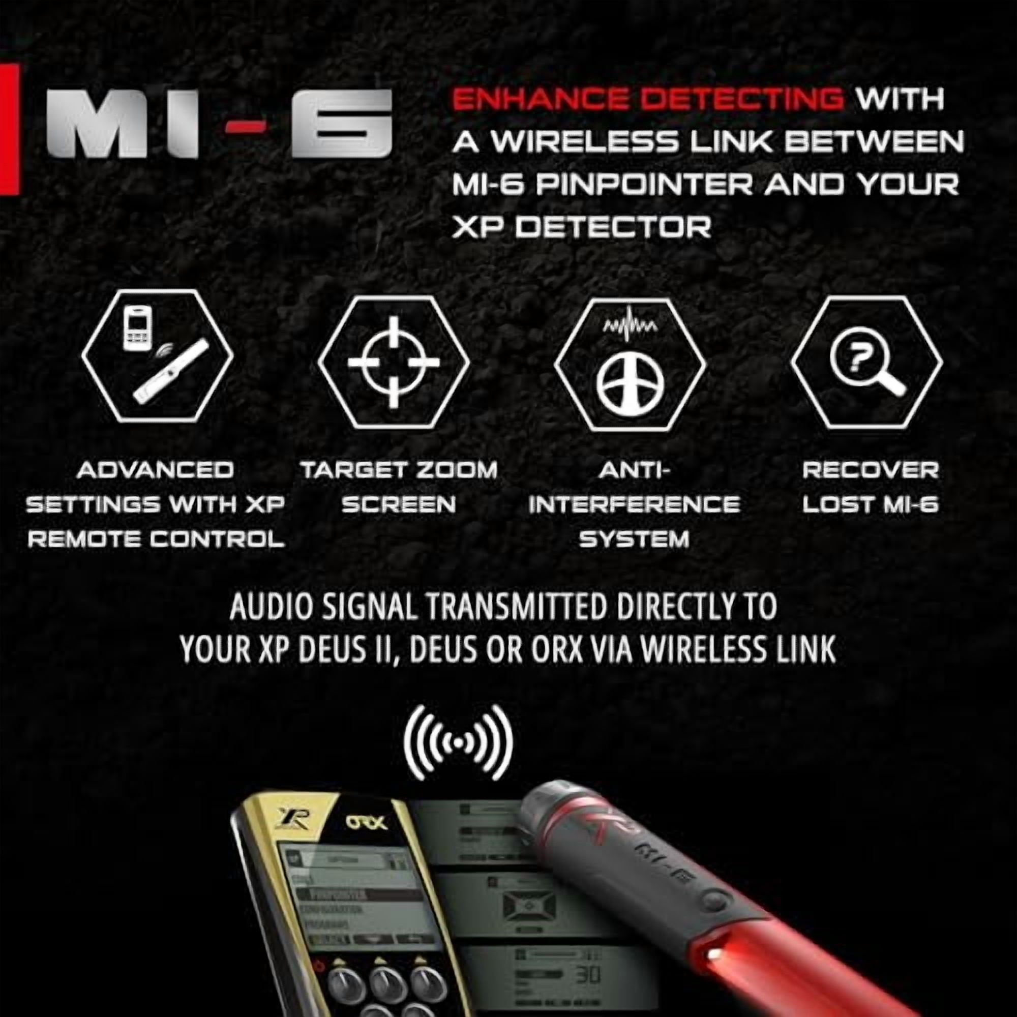 XP Metal Detectors MI-6 Pinpointer, with Wireless connectivity to The Deus II, Deus & ORX Metal detectors, by XP Metal Detectors to be Used by All detectorists (MI-6-AM)